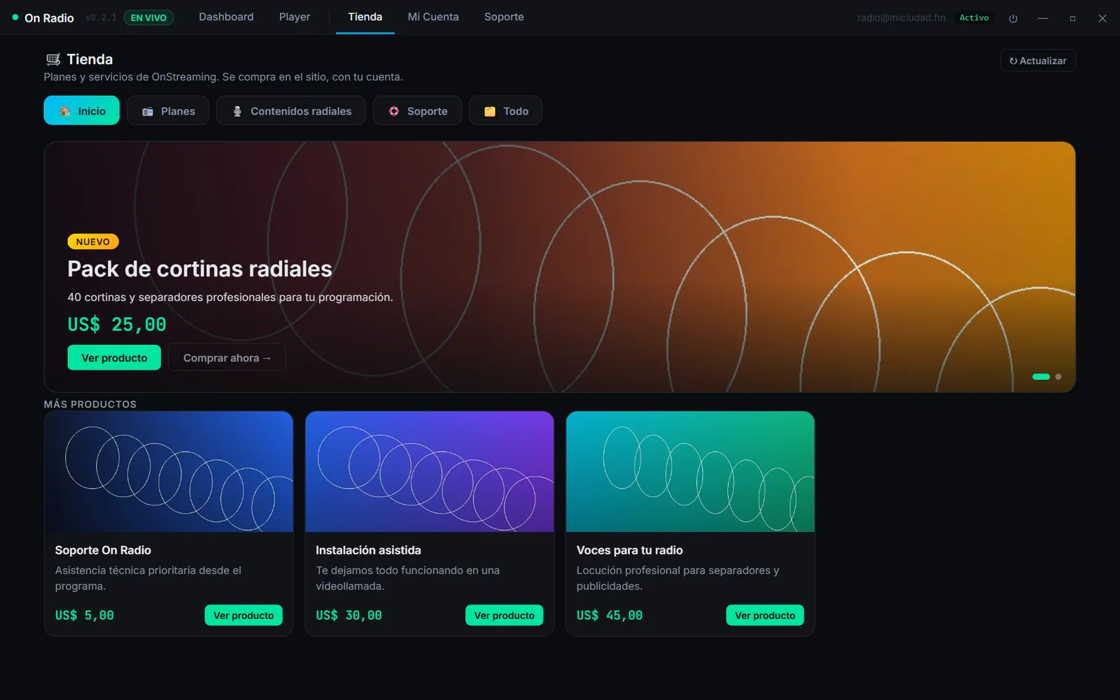 SitiosWeb7 Radio: Tienda